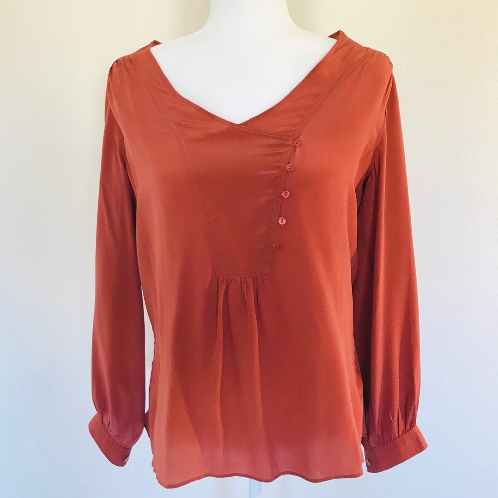 Anthropologie Lil Orange/Rust Blouse Size 4